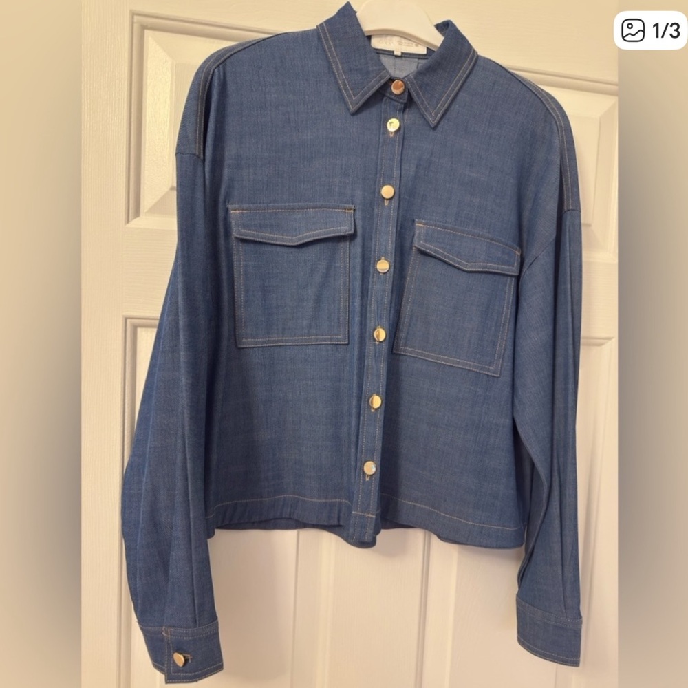 Zara denim cardigen
